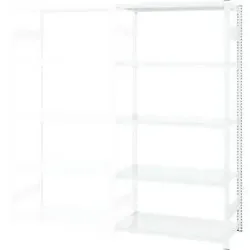 Steckregal ORDO Professional, Anbauregal, modular, 5 Fachböden, Fachlast 140 kg, Feldlast 1200 kg, B 1010 x T 535 x H 2000 mm, Stahl, verkehrsweiss RAL 9016
