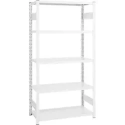 Steckregal ORDO Professional, Grundregal, modular, 5 Fachböden, Fachlast 140 kg, Feldlast 1200 kg, B 810 x T 635 x H 2000 mm, Stahl, verkehrsweiss RAL 9016
