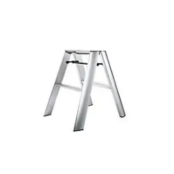 Stehleiter Metaphys Lucano Premium Silver, 2 Stufen, bis 100 kg, zusammenklappbar, B 155 x H 620 mm, Aluminium, silber