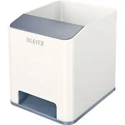 Leitz WOW Sound Stiftehalter Duo Colour Weiß, Grau 9 x 10 x 10,1 cm