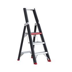 Stufenstehleiter Professional Topline, einseitig, Aluminium, 3 Stufen, schwarz