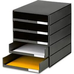 STYRO Schubladenbox styroval pro C4 14-800190 schwarz, 5 Schubladen
