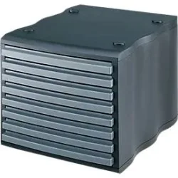 styro® Schubladenbox wave, 8 Schübe, Polystyrol, schwarz/grau