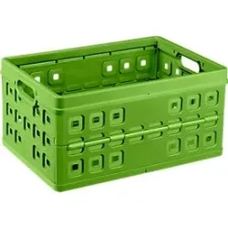 Sunware Square Klappbox, Inhalt 46 Liter, mit Durchfassgriff, natur-grün