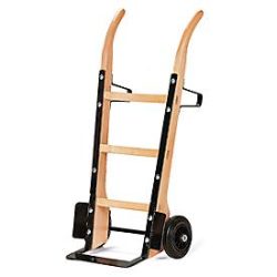 Sackkarre aus Holz mit Flachstahlschaufel, Tragkraft 250 kg, Luftbereifung