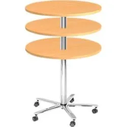 Hammerbacher Säulentisch Buche, Silber 800 x 1.140 x 720 - 1.140 mm