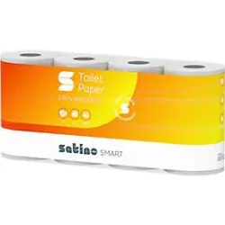 Satino Toilettenpapier Smart, 2-lagig, mit Prägung, L 44 m x B 94 mm, Recycling-Papier, soft beige, 8 x 250 Blatt