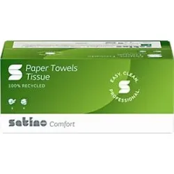 Satino Falthandtücher Comfort, 2-lagig, C-Falzung, L 320 x B 250 mm, 100 % Recycling-Papier, hochweiss, 3072 Blatt