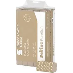 Satino Falthandtücher PureSoft, 2-lagig, W-Falzung, mit Prägung, L 320 x B 206 mm, 100 % Recycling-Karton, soft beige, 3072 Blatt