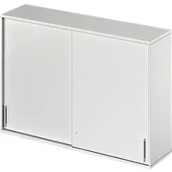 Schäfer Shop Genius Aufsatz-Schiebetürenschrank TETRIS WOOD, 3 OH, B 1600 mm, lichtgrau