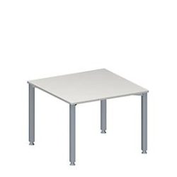 Schäfer Shop Genius Anbautisch MODENA FLEX, höhenverstellbar, Quadrat-Form, 4-Fuss-Quadratrohr, B 1000 x T 1000 mm, lichtgrau