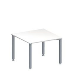 Schäfer Shop Genius Anbautisch MODENA FLEX, höhenverstellbar, Quadrat-Form, 4-Fuss-Quadratrohr, B 1000 x T 1000 mm, weiss
