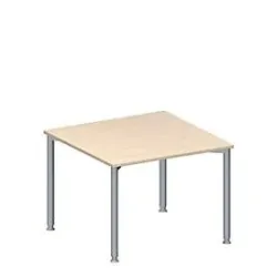 Schäfer Shop Genius Anbautisch MODENA FLEX, höhenverstellbar, Quadrat-Form, 4-Fuss Rundrohr,  B 1000 x T 1000 mm, Ahorn-Dekor