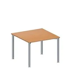 Schäfer Shop Genius Anbautisch MODENA FLEX, höhenverstellbar, Quadrat-Form, 4-Fuss Rundrohr,  B 1000 x T 1000 mm, Buche-Dekor