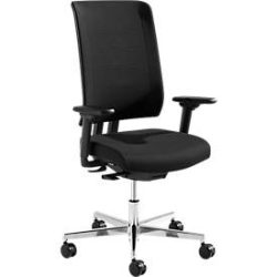 Schäfer Shop Genius Bürostuhl SSI PROLINE PREMIUM P2, teilautomatische Synchronmechanik, mit Armlehnen, Polster-Rückenlehne, schwarz/alusilber