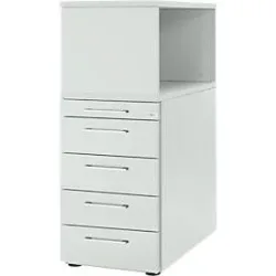 Schäfer Shop Genius Beistellcontainer mit Aufsatzregal, abschliessbar, Griff 2, lichtgrau