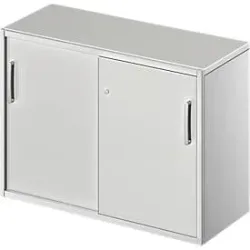Schäfer Shop Genius Beistellschrank TETRIS SOLID, 2 OH, in Schreibtischhöhe, B 1000 mm, 25 mm Abdeckplatte, lichtgrau/weissalu