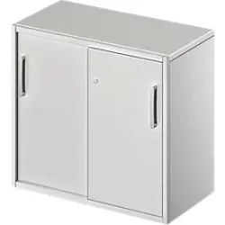 Schäfer Shop Genius Beistellschrank TETRIS SOLID, 2 OH, in Schreibtischhöhe, B 800 mm, 25 mm Abdeckplatte, lichtgrau/weissalu