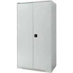 Schäfer Shop Genius Flügeltürenschrank FS, Stahl, mit Belüftungslöchern, B 1055 x T 620 x H 1950 mm, 5 OH, Lichtgrau/Lichtgrau, bis 500 kg