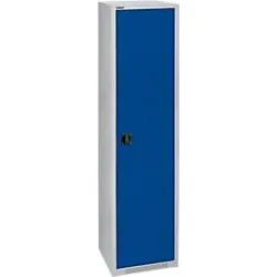 Schäfer Shop Genius Flügeltürenschrank FS, Stahl, mit Belüftungslöchern, B 545 x T 520 x H 1950 mm, 5 OH, Weissalu/Enzianblau, bis 250 kg