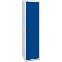 Schäfer Shop Genius Flügeltürenschrank FS, Stahl, mit Belüftungslöchern, B 545 x T 520 x H 1950 mm, 5 OH, Lichtgrau/Enzianblau, bis 250 kg
