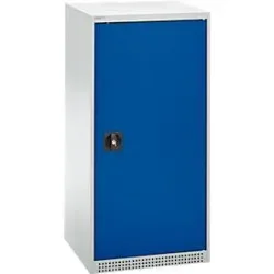 Schäfer Shop Genius Flügeltürenschrank FS, Stahl, mit Belüftungslöchern, B 545 x T 520 x H 1105 mm, 3 OH, Lichtgrau/Enzianblau, bis 150 kg