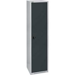 Schäfer Shop Genius Flügeltürenschrank FS, Stahl, mit Belüftungslöchern, B 545 x T 620 x H 1950 mm, 5 OH, Weissalu/Anthrazitgrau, bis 250 kg