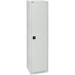 Schäfer Shop Genius Flügeltürenschrank FS, Stahl, mit Belüftungslöchern, B 545 x T 620 x H 1950 mm, 5 OH, Lichtgrau/Lichtgrau, bis 250 kg