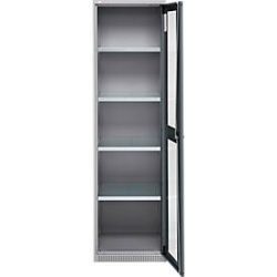 Schäfer Shop Genius Flügeltürenschrank FS, Stahl, Sichtfenster, Lüftungslöcher, B 545 x T 520 x H 1950 mm, 5 OH, Weissalu/Anthrazitgrau, bis 250 kg