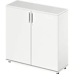 Schäfer Shop Genius Flügeltürenschrank TETRIS WOOD, 3 OH, Höhe inkl. Gleiter, B 1200 mm, weiss