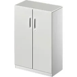 Schäfer Shop Genius Flügeltürenschrank TETRIS SOLID, 3 OH, B 800 mm, abschliessbar, mit Abdeckplatte, lichtgrau/weissalu