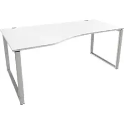 Schäfer Shop Genius Freiformschreibtisch MODENA FLEX, Bügelfuss, manuell höhenverstellbar, Ansatz links, B 1800 mm, weiss