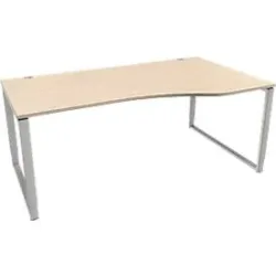 Schäfer Shop Genius Freiformschreibtisch MODENA FLEX, Bügelfuss, manuell höhenverstellbar, Ansatz rechts, B 1800 mm, Ahorn-Dekor
