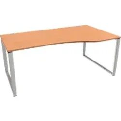 Schäfer Shop Genius Freiformschreibtisch MODENA FLEX, Bügelfuss, manuell höhenverstellbar, Ansatz rechts, B 1800 mm, Buche-Dekor