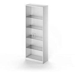 Schäfer Shop Genius Glastürenschrank TETRIS SOLID, Stahlkorpus, 5 OH, B 800 mm, weissaluminium