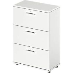 Schäfer Shop Genius Hängeregistraturschrank TETRIS WOOD, 3 OH, B 800 mm, Höhe inkl. Gleiter, abschliessbar, weiss