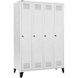 Schäfer Shop Genius Kleiderspind mit Füssen, 4 Abteile, 300 mm Abteilbreite, Zylinderschloss, anthrazit/rubinrot