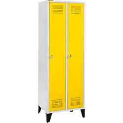 Schäfer Shop Genius Kleiderspind mit Füssen, 2 Abteile, 300 mm Abteilbreite, Sicherheitsdrehriegelverschluss, rapsgelb