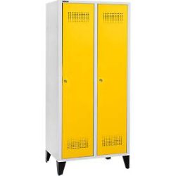 Schäfer Shop Genius Kleiderspind mit Füssen, 2 Abteile, 400 mm Abteilbreite, Zylinderschloss, rapsgelb
