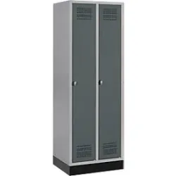 Schäfer Shop Genius Kleiderspind mit Sockel, 2 Abteile, Sicherheitsdrehriegelverschluss, weissaluminium/anthrazit