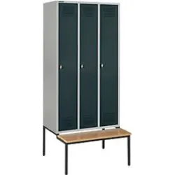 Schäfer Shop Genius Kleiderspind mit Sitzbank, 3 Abteile, Drehverschluss, hellsilber/anthrazit