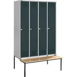 Schäfer Shop Genius Kleiderspind mit Sitzbank, 4 Abteile, Zylinderschloss, weissaluminium/anthrazit