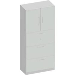 Schäfer Shop Genius Kombischrank TETRIS SOLID, 5 OH, B 800 mm, oben Flügeltüren, unten HR-Auszüge, silber/weissalu