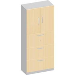 Schäfer Shop Genius Kombischrank TETRIS SOLID, 6 OH, B 800 mm, oben Flügeltüren, unten HR-Auszüge, Ahorn/weissalu