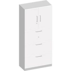 Schäfer Shop Genius Kombischrank TETRIS SOLID, 6 OH, B 800 mm, oben Flügeltüren, unten HR-Auszüge, weiss/weissalu