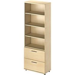 Schäfer Shop Genius Kombischrank TETRIS WOOD, 6 OH, H 2270 mm, 2 Hängeregistraturauszüge, Höhe inkl. Gleiter, Ahorn-Dekor