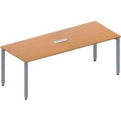 Schäfer Shop Genius Konferenztisch MODENA FLEX, 3-fach Anschluss, Rechteck, 4-Fuss Quadratrohr, B 2000 x T 800 x H 720-840 mm, Buche/weissalu