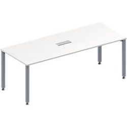 Schäfer Shop Genius Konferenztisch MODENA FLEX, 3-fach Anschluss, Rechteck, 4-Fuss Quadratrohr, B 2000 x T 800 x H 720-840 mm, weiss/weissalu