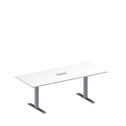 Schäfer Shop Genius Konferenztisch MODENA FLEX, 3-fach Anschluss, Rechteck, T-Fuss Rechteckrohr, B 2000 x T 800 x H 650-850 mm, weiss/weissalu