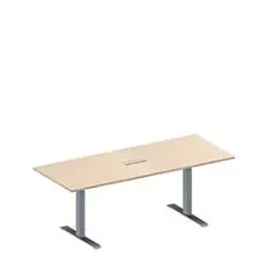 Schäfer Shop Genius Konferenztisch MODENA FLEX, 3-fach Anschluss, Rechteck, T-Fuss Rechteckrohr, B 2000 x T 800 x H 650-850 mm, Ahorn/weissalu